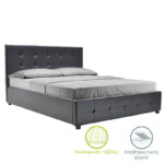 Κρεβάτι Roi 160x200 PU μαύρο ματ + αποθηκευτικό χώρο