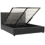 Κρεβάτι Roi 160x200 PU μαύρο ματ + αποθηκευτικό χώρο