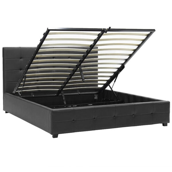 Κρεβάτι Roi 160x200 PU μαύρο ματ + αποθηκευτικό χώρο