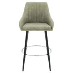 Σκαμπό bar Cody μεταλλικό μαύρο-ύφασμα ανοιχτό γκρι antique