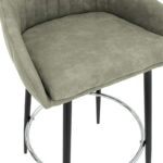 Σκαμπό bar Cody μεταλλικό μαύρο-ύφασμα ανοιχτό γκρι antique