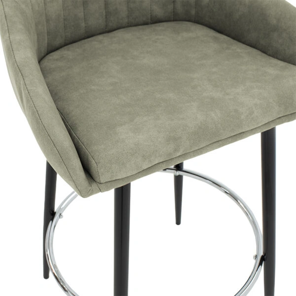 Σκαμπό bar Cody μεταλλικό μαύρο-ύφασμα ανοιχτό γκρι antique