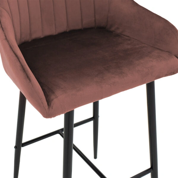 Σκαμπό bar Patrin  μεταλλικό μαύρο-βελούδο σάπιο μήλο