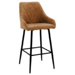 Σκαμπό bar Empower  μεταλλικό μαύρο-ύφασμα antique καφέ