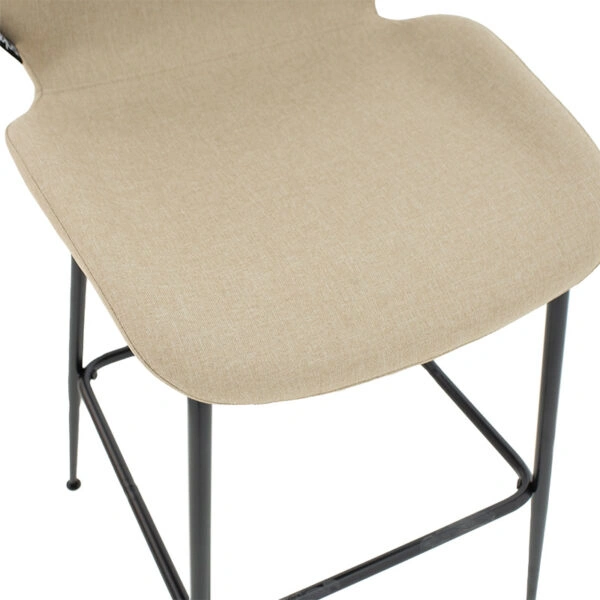 Σκαμπό bar Impel  μεταλλικό μαύρο-ύφασμα μπεζ