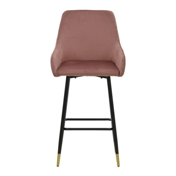 Σκαμπό bar Lithe  μεταλλικό μαύρο χρυσό-βελούδο σάπιο μήλο 47x44x98εκ