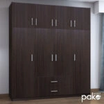 Ντουλάπα ρούχων Royal  τετράφυλλη με πατάρι χρώμα wenge 200x58x230