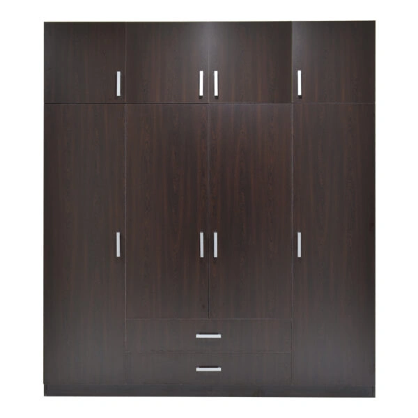 Ντουλάπα ρούχων Royal  τετράφυλλη με πατάρι χρώμα wenge 200x58x230