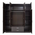 Ντουλάπα ρούχων Royal  τετράφυλλη με πατάρι χρώμα wenge 200x58x230