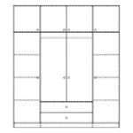 Ντουλάπα ρούχων Royal  τετράφυλλη με πατάρι χρώμα wenge 200x58x230