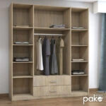 Ντουλάπα ρούχων Royal τετράφυλλη με πατάρι χρώμα sonoma 200x58x230