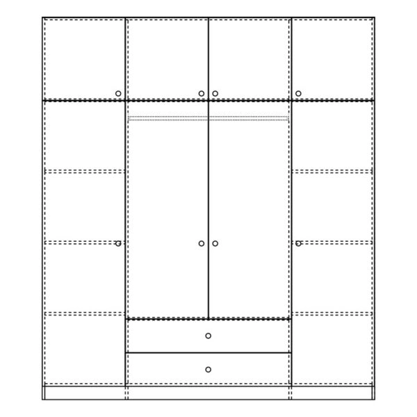 Ντουλάπα ρούχων Royal τετράφυλλη με πατάρι χρώμα sonoma 200x58x230