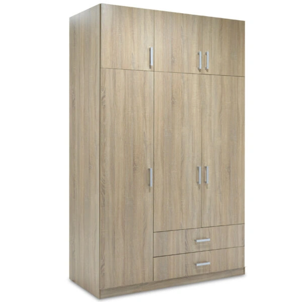 Ντουλάπα ρούχων Royal τρίφυλλη με πατάρι χρώμα sonoma 150x58x230