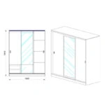 Ντουλάπα ρούχων Rose  τρίφυλλη με καθρέπτη χρώμα sonoma 150x59x191εκ