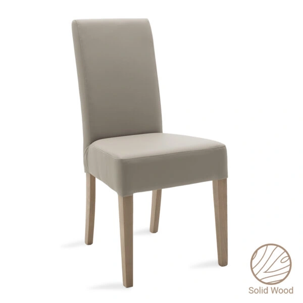 Καρέκλα Ditta  PU γκρι-πόδι μασίφ ξύλο sonoma