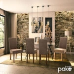 Καρέκλα Ditta  ύφασμα ανοικτό καφέ-πόδι μασίφ ξύλο καρυδί