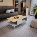 Τραπέζι σαλονιού Moses χρώμα sonoma-λευκό μαρμάρου 90x54x37.5εκ