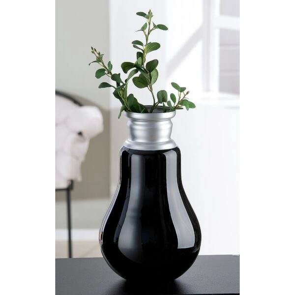 Βάζο ArteLibre Retro Μαύρο/Ασημί Γυαλί 36cm