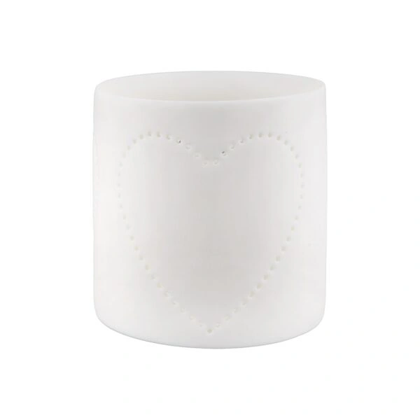 Φανάρι  Με Διακόσμηση Καρδιά Λευκό Πορσελάνη 7cm