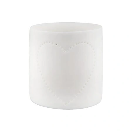 Φανάρι Με Διακόσμηση Καρδιά Λευκό Πορσελάνη 7cm