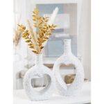 Βάζο Με Καρδιά Στη Μέση Λευκό Κεραμικό 8x17x29cm