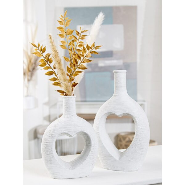 Βάζο Με Καρδιά Στη Μέση Λευκό Κεραμικό 8x17x29cm