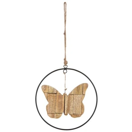 Διακοσμητικό Κρεμαστό Πεταλούδα Μαύρο/Φυσικό Μέταλλο/Ξύλο 16cm