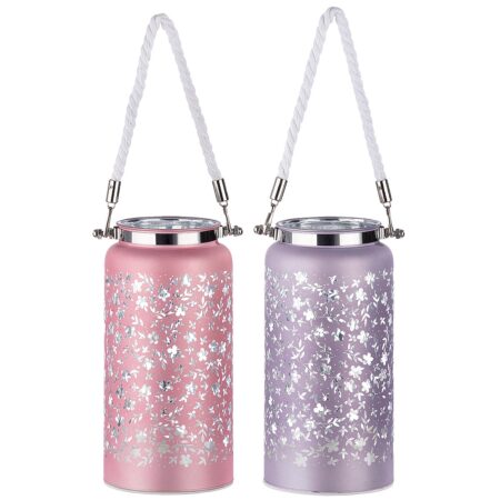 Φανάρι Φωτιζόμενο LED Με Διακόσμηση Γυαλί 20cm Σε 2 Χρώματα