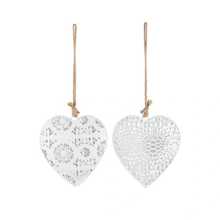 Διακοσμητικό Κρεμαστό Καρδιά Λευκό Μέταλλο 1x12x12.5cm Σε 2 Σχέδια