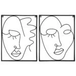 Διακοσμητικό Τοίχου Κορνίζα ArteLibre Πρόσωπο Μαύρο Μέταλλο 1.5x30x40cm Σε 2 Σχέδια