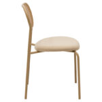 Καρέκλα James  στοιβαζόμενη pe rattan ύφασμα μπεζ-μέταλλο φυσικό