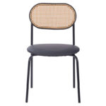 Καρέκλα James στοιβαζόμενη pe rattan μπεζ-pu μαύρο-μέταλλο φυσικό