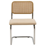 Καρέκλα Lusy pe ύφασμα μπεζ-βάση χρωμίου