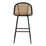 Σκαμπό μπαρ Kace pe rattan φυσικό-ανθρακί pu-μαύρο μέταλλο 43x55x102εκ