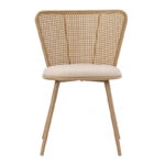 Καρέκλα Daniele  φυσικό pe rattan-μπεζ ύφασμα-φυσικό μέταλλο 46.5x57.5x77.5εκ