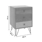 Κομοδίνο Boho με 3 συρτάρια καρυδί με μεταλλικά πόδια 40x40x59εκ