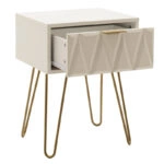 Κομοδίνο Isla  χρώμα λευκό painting-χρυσό 42x35x55εκ