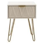 Κομοδίνο Isla  χρώμα λευκό painting-χρυσό 42x35x55εκ