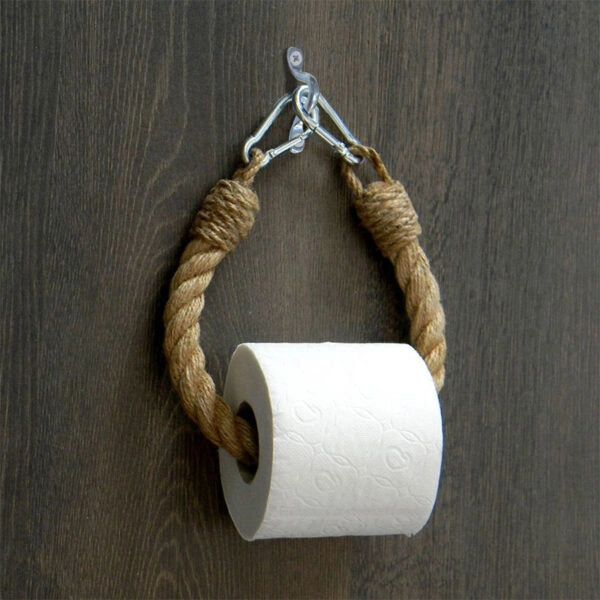 Κρεμάστρα - χαρτοθήκη τοίχου PWF-0226 μεταλλική με σχοινί 12x3x38εκ