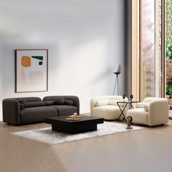 Πολυθρόνα Tranquil  ύφασμα μπουκλέ κρεμ 90x90x74εκ