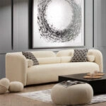 Καναπές 3θέσιος Tranquil I  ύφασμα μπουκλέ κρεμ 228x90x74εκ