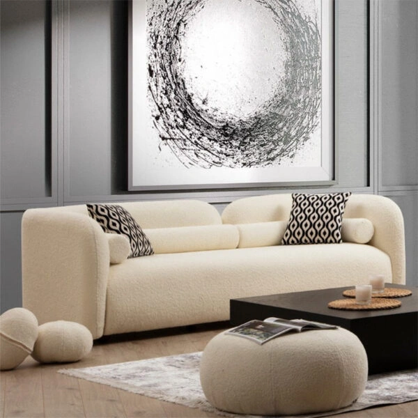 Καναπές 3θέσιος Tranquil I  ύφασμα μπουκλέ κρεμ 228x90x74εκ