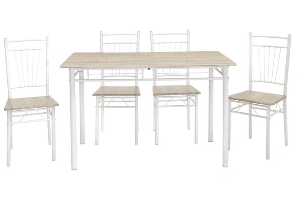 Τραπεζαρία Roza  σετ 5τμχ χρώμα sonoma - πόδια λευκό gloss 120x70x75εκ