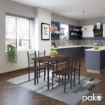 Τραπεζαρία Roza σετ 5τμχ χρώμα σκούρο καρυδί - πόδια μαύρο ματ 120x70x75εκ