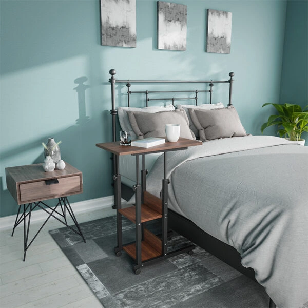 Βοηθητικό τραπέζι Babs τροχήλατο καρυδί-μαύρο 60x40x71-92εκ