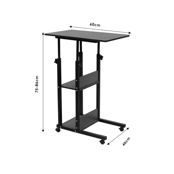 Βοηθητικό τραπέζι Babs τροχήλατο καρυδί-μαύρο 60x40x71-92εκ