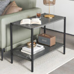 Βοηθητικό τραπέζι Mara MDF ανθρακί μαρμάρου-μαύρο 80x40x55cm