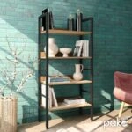 Βιβλιοθήκη- Ραφιέρα Ramon φυσικό-μαύρο 60x28x125,5εκ