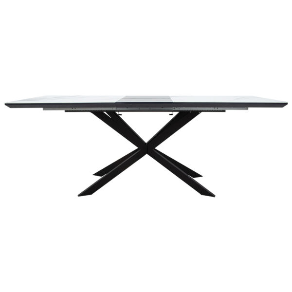 Τραπέζι επεκτεινόμενο Palan sintered stone σε όψη μαρμάρου - μαύρο μέταλλο 160-200x80x77εκ