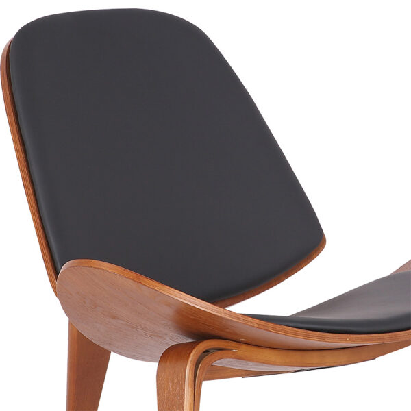 Πολυθρόνα Vilma PU μαύρο- plywood καρυδί 90x73x75εκ